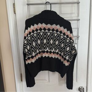 So Brand Cropped Argyle Knit Turtleneck Sweater